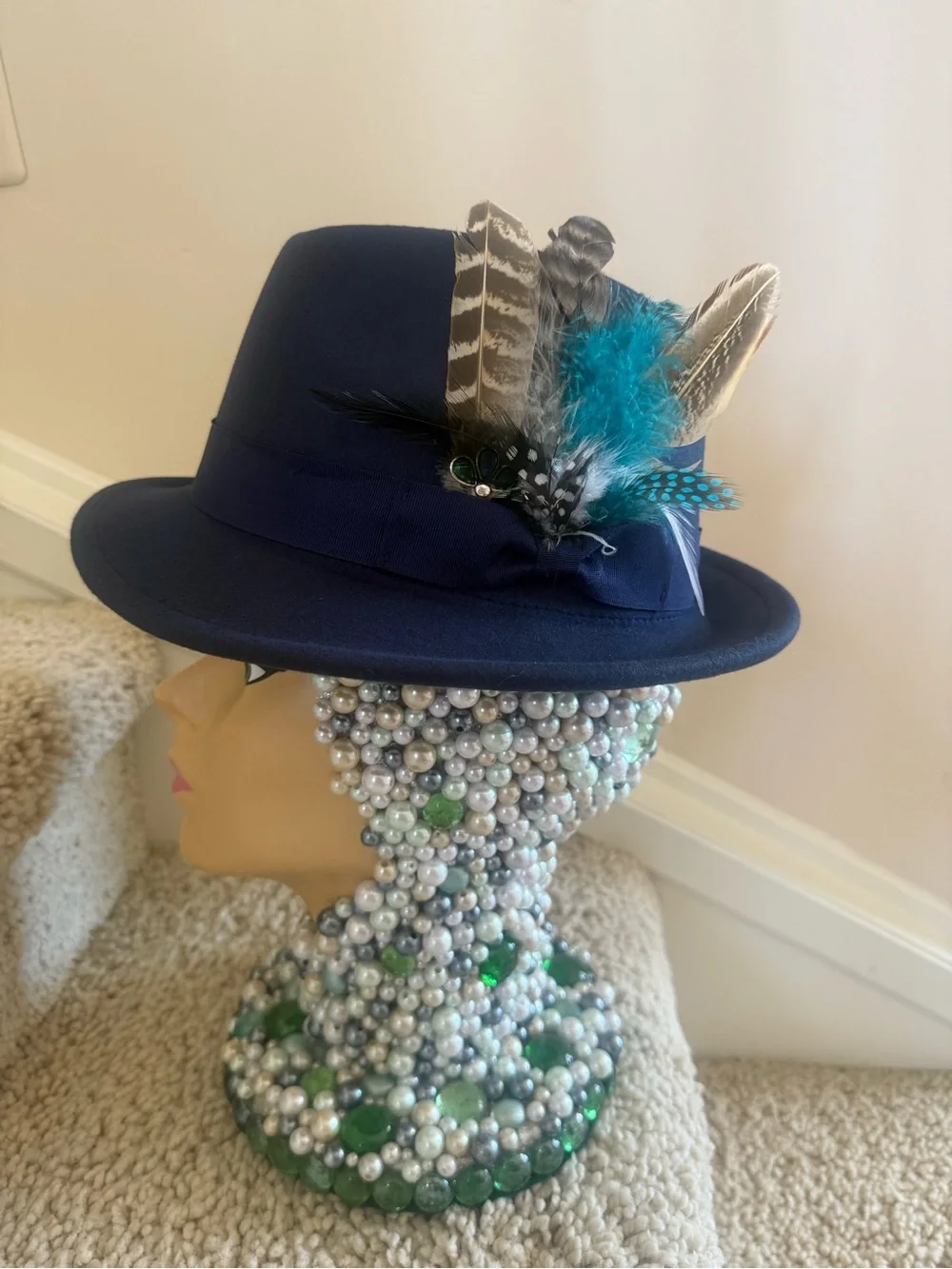 Women’s Navy Fedora Hat - Classic Felt Trilby